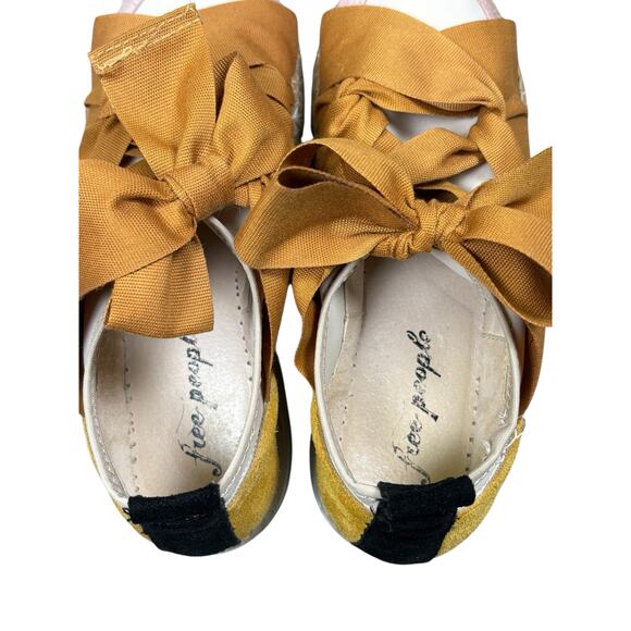 Free People Chapmin Espadrille Sneakers Womens 38/7.5 Pink Brown Bows Balletcore - Picture 8 of 11